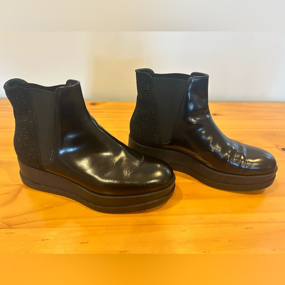 Tosca Blu Shoes Platform Bootie Italian Leather Black